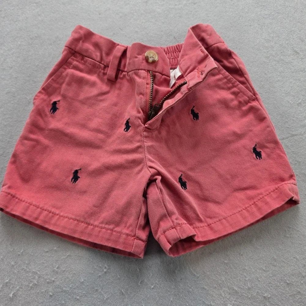 Polo Ralph Lauren Baby Salmon Pink Chino Shorts 12M Classic Embroidered Pony